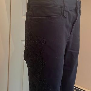 Black jean with appliqué down both legs